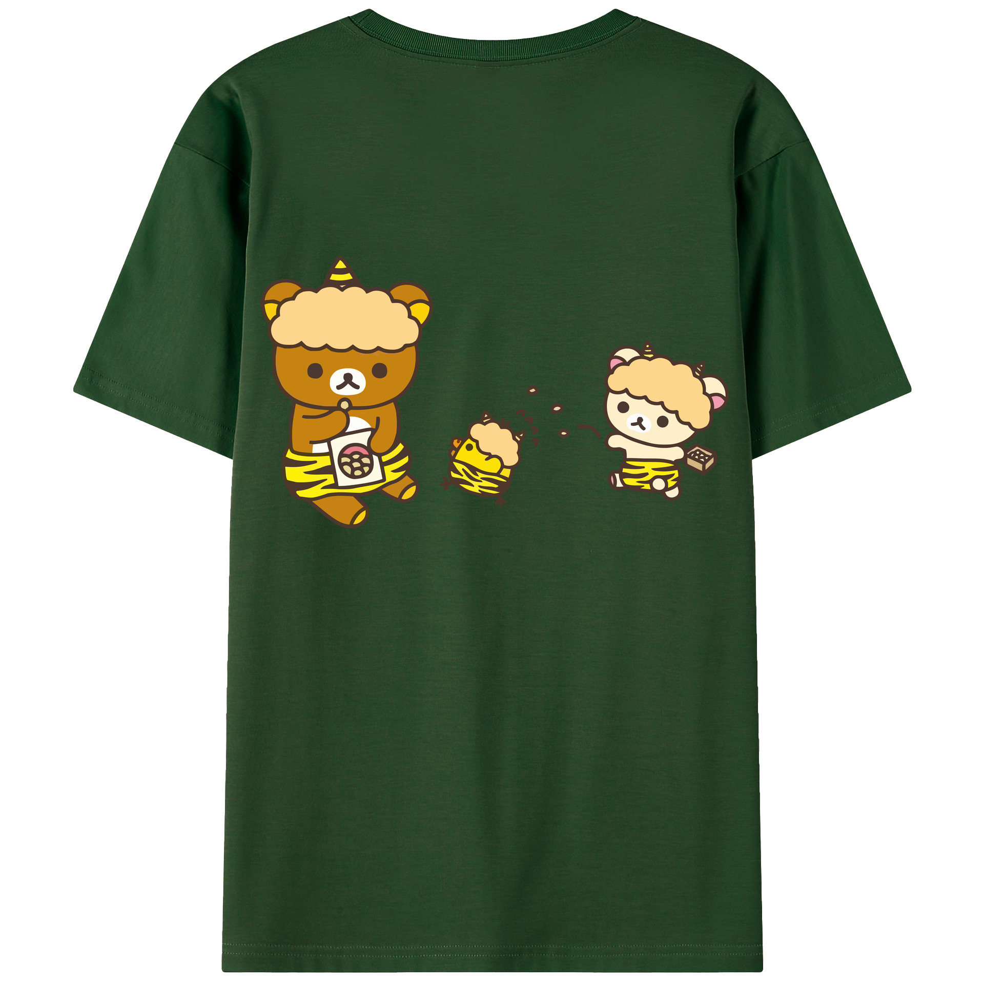 （画像用） リラックマ リラックマ キイロイトリ Rilakkuma Korilakkuma Kiiroitori 綿100％半袖Tシャツ（背面プリント）